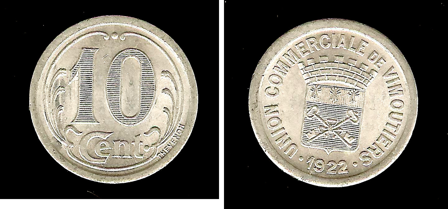 union commerciale  Vimoutiers 10 centimes 1922 SPL